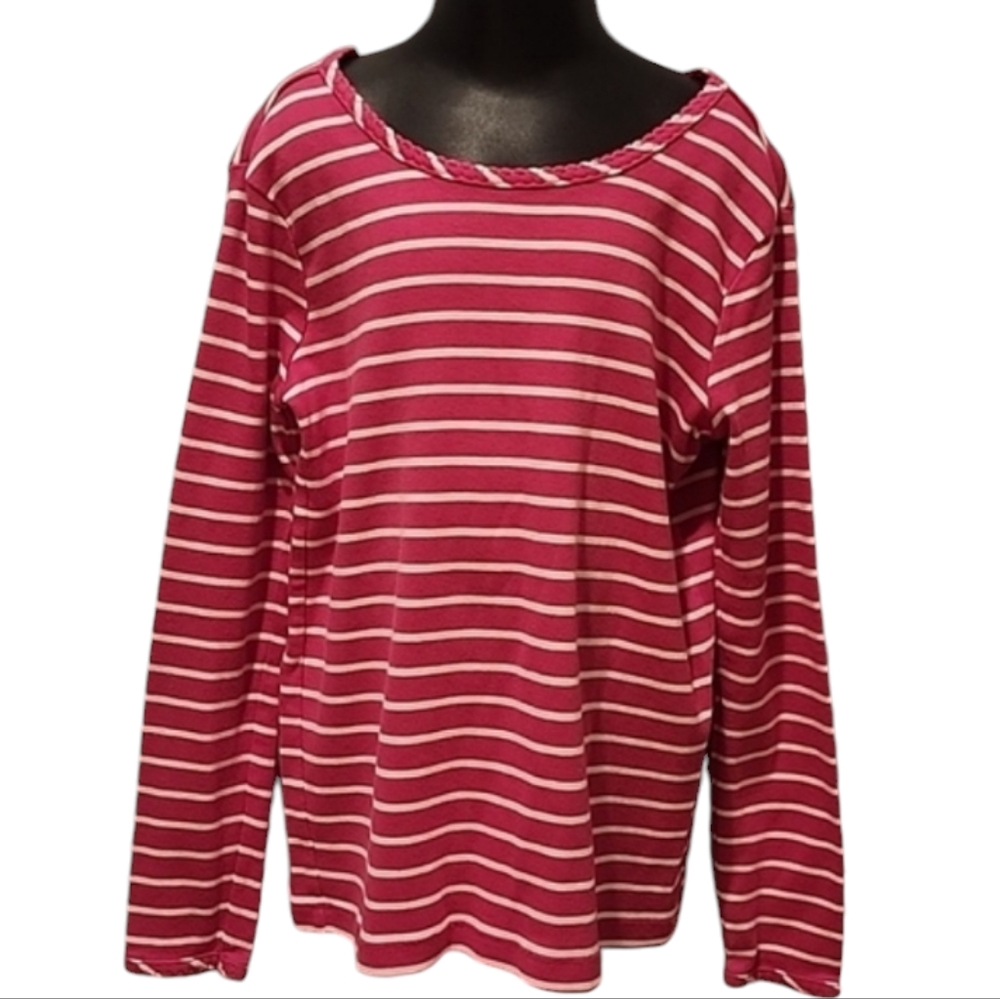 Hanna Andersson Pink and White Striped Long Sleeve T Shirt 130